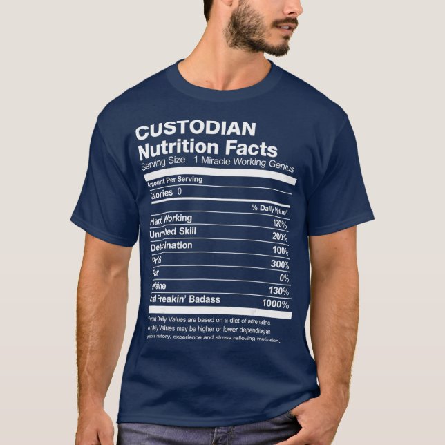 Mens Custodian Nutrition Facts Funny T-Shirt (Vorderseite)