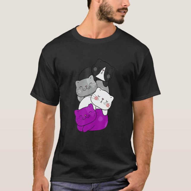 Mens Cute LGB Asexual Flag Pride Cat LGB Cute Cats T-Shirt (Vorderseite)