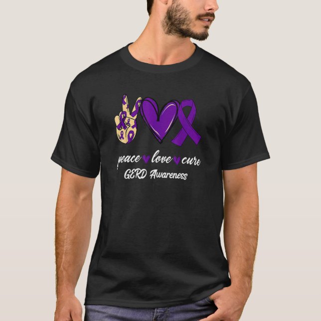 Mens Cute Peace Love Cure GERD Awareness T-Shirt (Vorderseite)
