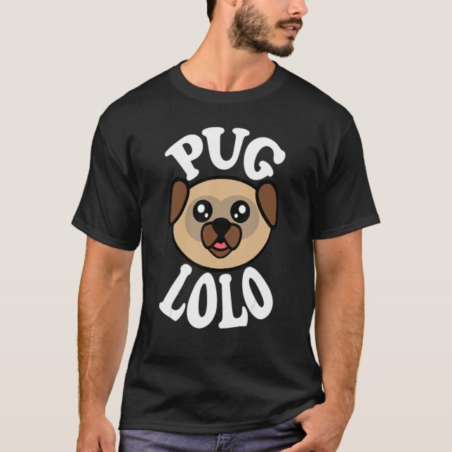 Mens Cute Pug Lolo T-Shirt (Vorderseite)