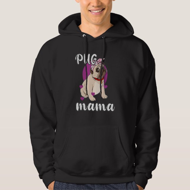 Mens Cute Pug Mama Puppy Beagle Ribbon Pet Owner D Hoodie (Vorderseite)