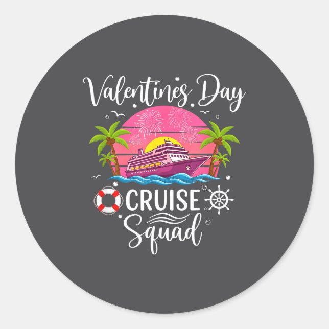 Mens Cute Valentines Day Cruise Squad 20026 Design Runder Aufkleber (Vorderseite)