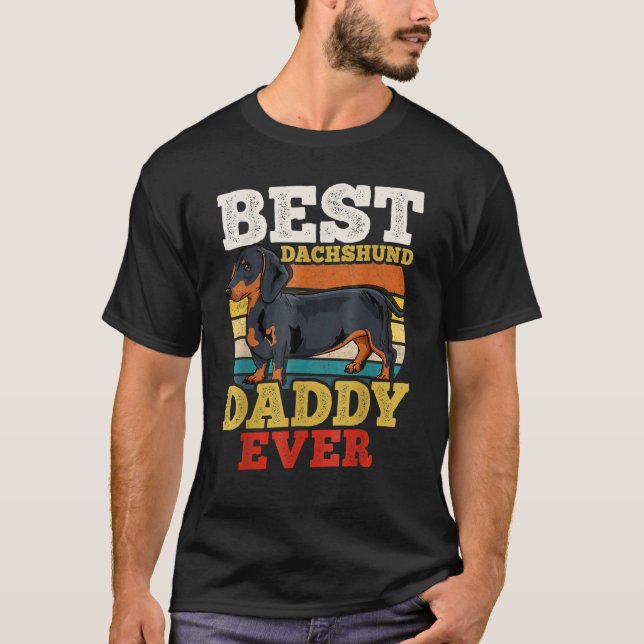 Mens Dachshund Dad Retro Fathers Day T-Shirt (Vorderseite)
