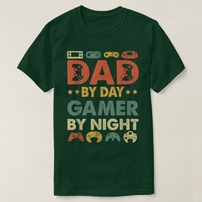 Mens Dad By Day Gamer By Night T Funny Gamer Dad F T-Shirt (Design vorne)