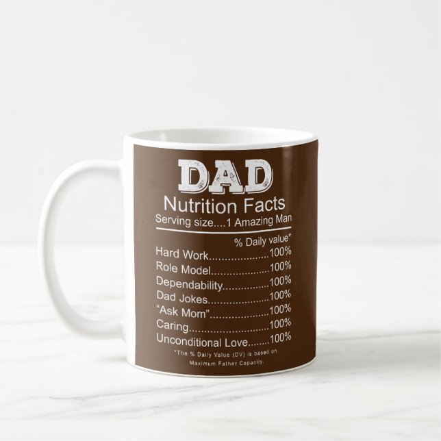 Mens Dad Nutrition Facts Fathers Day Gift For Men Kaffeetasse (Links)