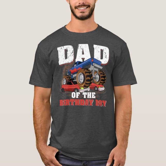 Mens Dad Of The Birthday Boy Funny Monster Truck T-Shirt (Vorderseite)