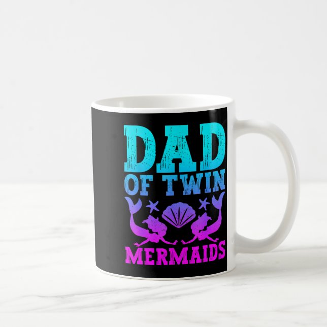 Mens Dad Of Twins Mermaid Father's Day Pregnancy A Kaffeetasse (Rechts)