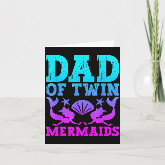Mens Dad Of Twins Mermaid Father's Day Pregnancy A Karte (Vorderseite)