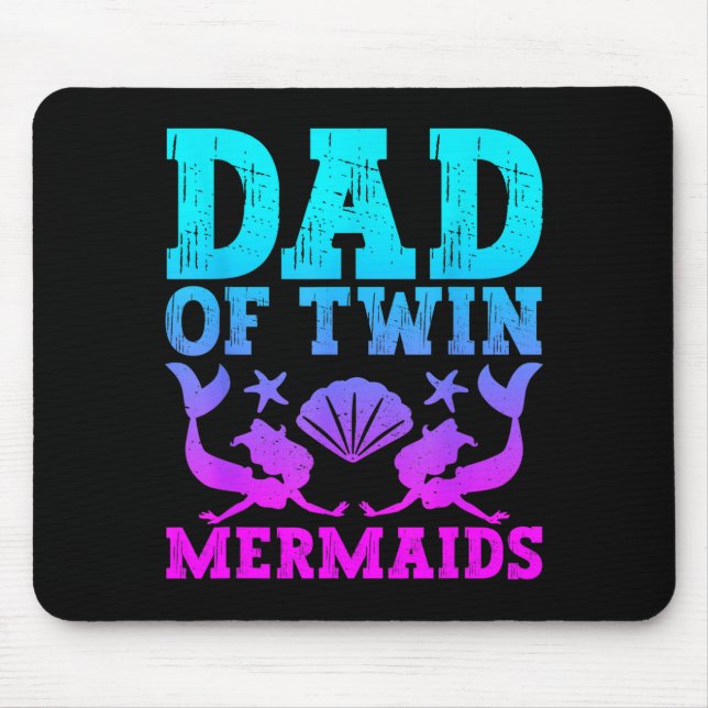 Mens Dad Of Twins Mermaid Father's Day Pregnancy A Mousepad (Vorne)