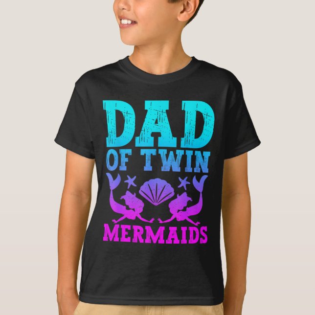 Mens Dad Of Twins Mermaid Father's Day Pregnancy A T-Shirt (Vorderseite)