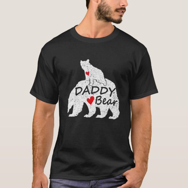 Mens Daddy Bear Two Cubs Fathon Day Funny T-Shirt (Vorderseite)