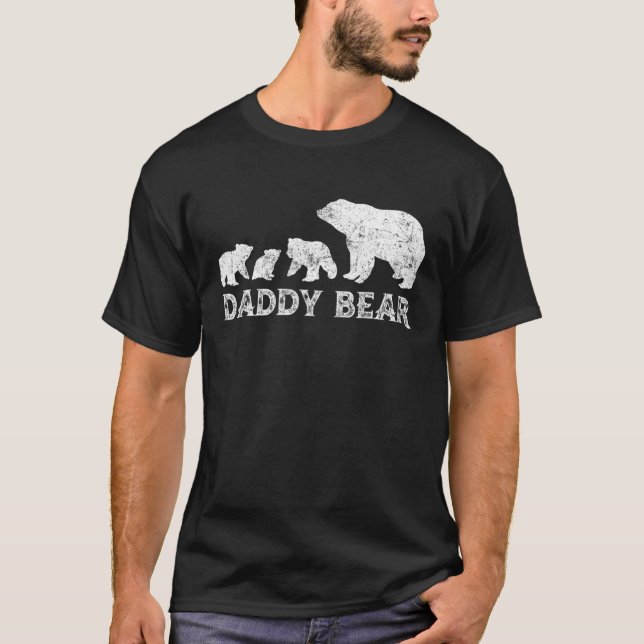 Mens Daddy Bear With 3 Three Cubs Dad Father T-Shirt (Vorderseite)