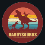 Mens Daddy Dinosaur Daddysaurus 2 Kids Father's Runder Aufkleber<br><div class="desc">Mens Daddy Dinosaur Daddysaurus 2 Kids Father's Day For Dad Gift. Perfect gift for your dad,  mom,  papa,  men,  women,  friend and family members on Thanksgiving Day,  Christmas Day,  Mothers Day,  Fathers Day,  4th of July,  1776 Independent day,  Veterans Day,  Halloween Day,  Patrick's Day</div>