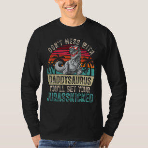 Mens Daddy Dinosaurs Retro Vater Vatertag Tuch T-Shirt