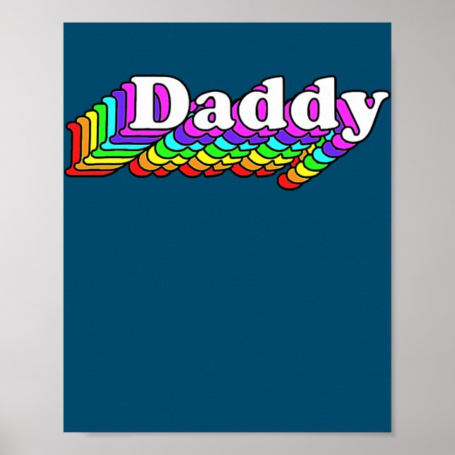 Mens Daddy Gay Daddy Bear Retro LGBT Rainbow Poster (Vorne)