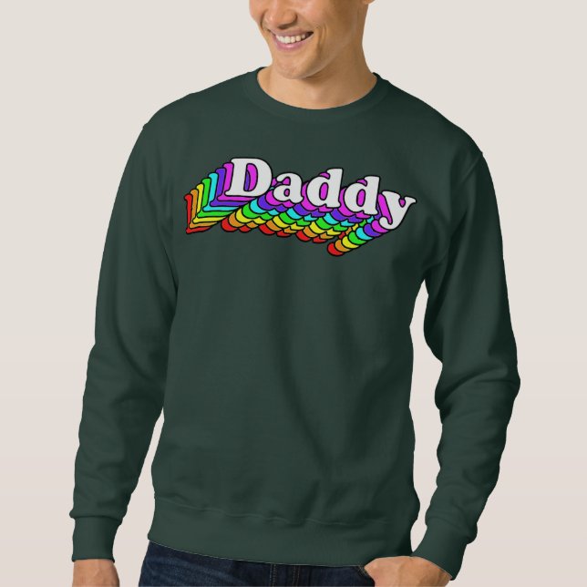 Mens Daddy Gay Daddy Bear Retro LGBT Rainbow Sweatshirt (Vorderseite)