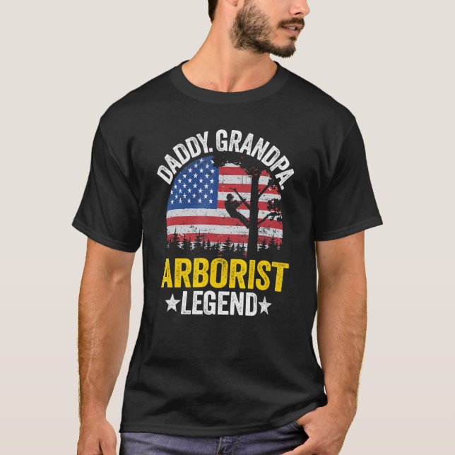 Mens Daddy Grandpa Arborist Legend US American Fla T-Shirt (Vorderseite)