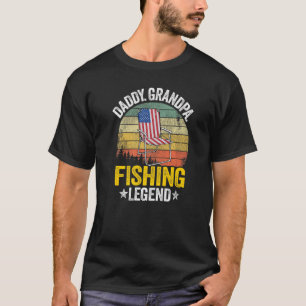 Mens Daddy Grandpa Fishing Legend Vater American F T-Shirt