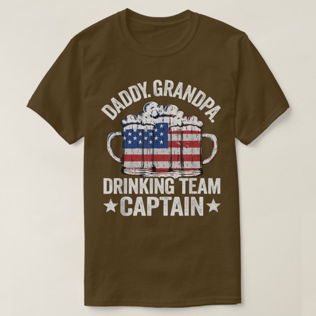 Mens Daddy Grandpa USA Drinking Team Captain 4th O T-Shirt (Design vorne)