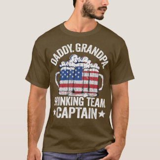 Mens Daddy Grandpa USA Drinking Team Captain 4th O T-Shirt