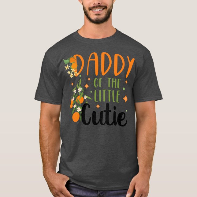 Mens Daddy Little Süsse Baby Shower Orange 1. T-Shirt (Vorderseite)