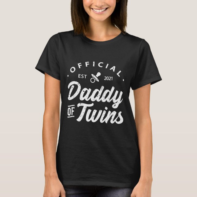 Mens Daddy Of Twins Shirt Funny New Dad To Be Expe (Vorderseite)
