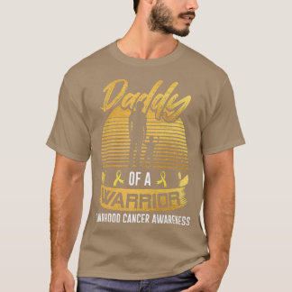 Mens Daddy of Warrior Childhood Cancer Awareness F T-Shirt