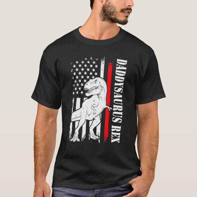 Mens Daddy Saurus Rex Daddysaurus American Flag Fl T-Shirt (Vorderseite)