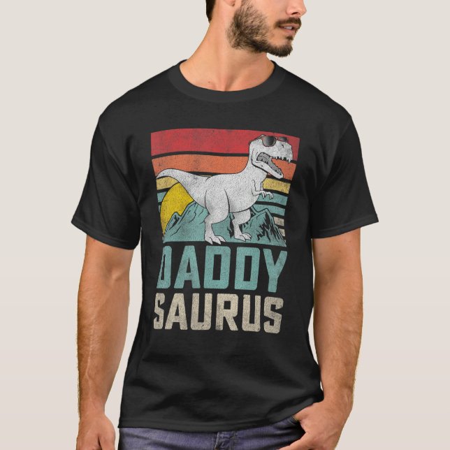 Mens Daddy Saurus T Rex Dinosaur Family Matching V T-Shirt (Vorderseite)