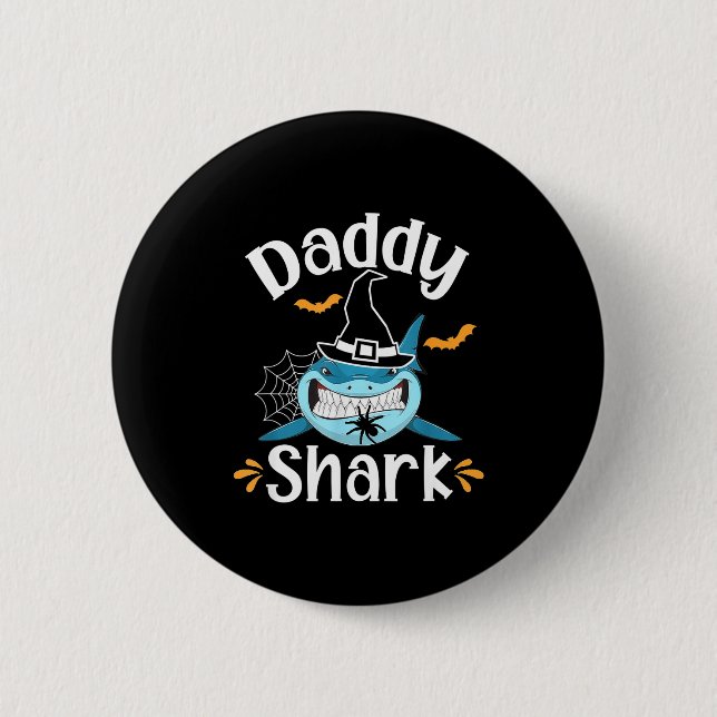 Mens Daddy Shark Funny Halloween Daddy Announcemen Button (Vorderseite)