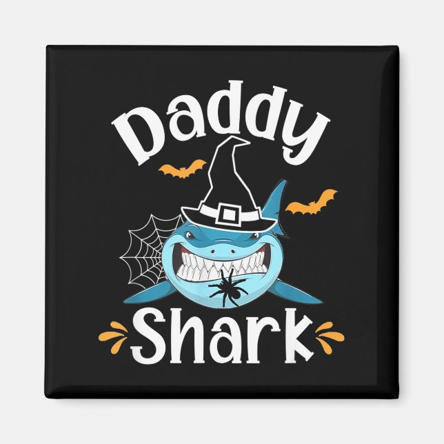 Mens Daddy Shark Funny Halloween Daddy Announcemen Magnet (Vorne)