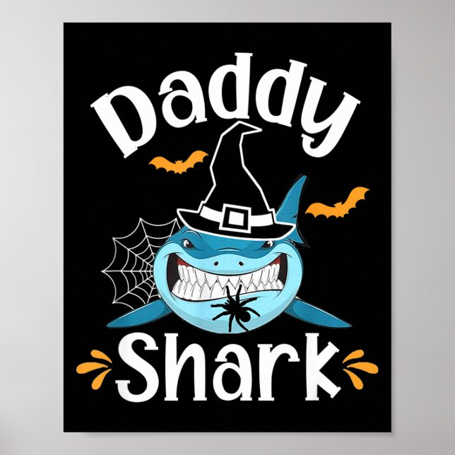 Mens Daddy Shark Funny Halloween Daddy Announcemen Poster (Vorne)