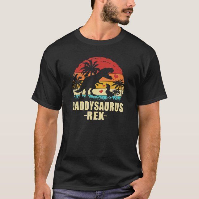 Mens Daddysaurus Dinosaurier Tshirt Rex Vatertag (Vorderseite)