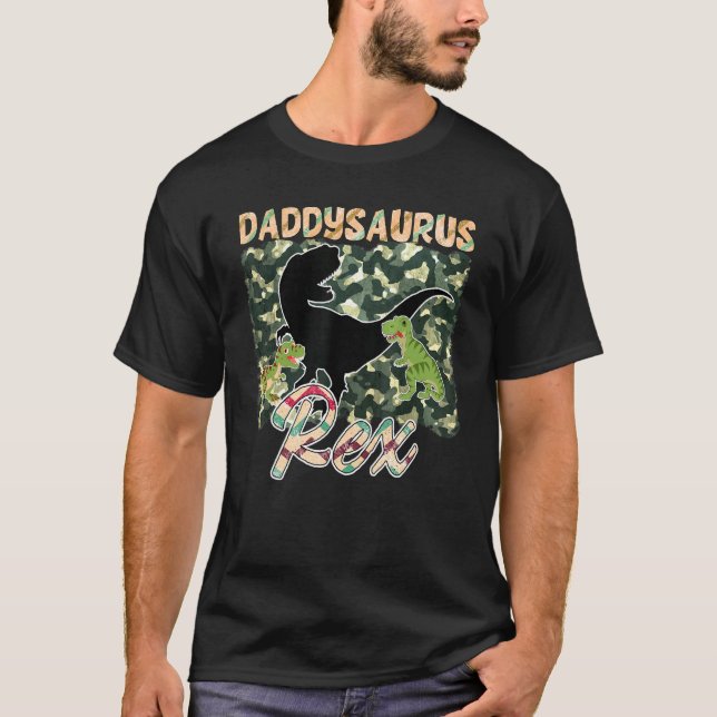 Mens Daddysaurus Rex Fun Camouflage Design T-Shirt (Vorderseite)