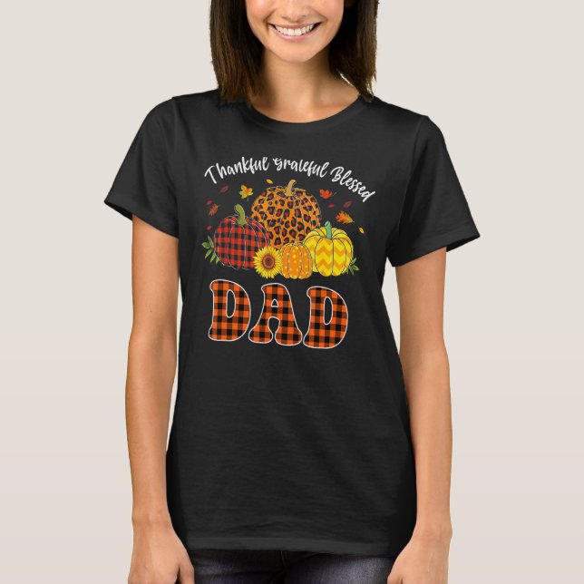 Mens Dankful Grateful gesegnete Pumpkin Leopard Pl T-Shirt (Vorderseite)