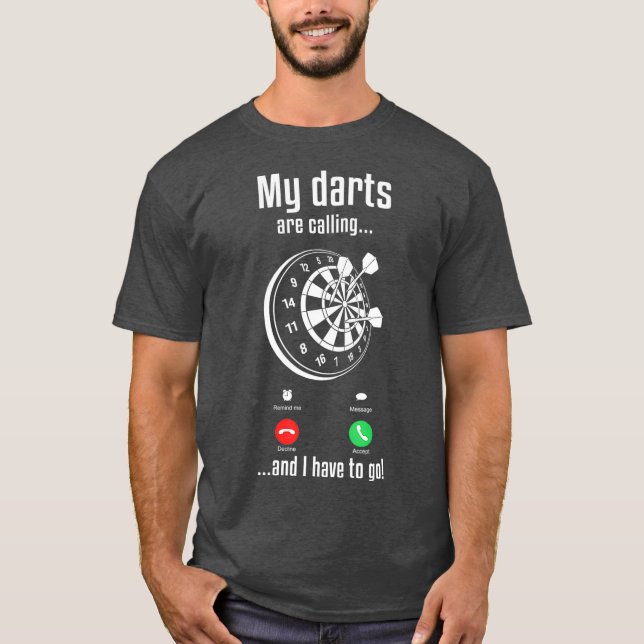 Mens Dart Player Cool meine Darts rufen und ich T-Shirt (Vorderseite)