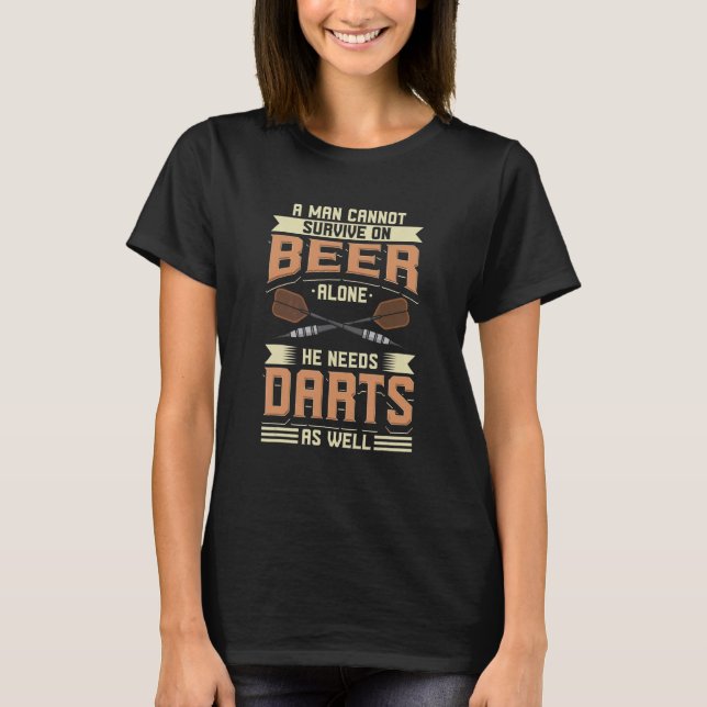 Mens Dartboard Player Biere und Darts T-Shirt (Vorderseite)