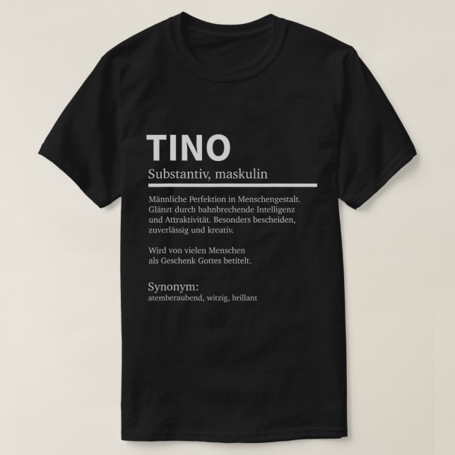 Mens Definition Tino Name Sprichwort Tino Vorname  T-Shirt (Design vorne)