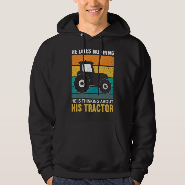 Mens denkt an seinen Traktor Funny Farme Hoodie (Vorderseite)