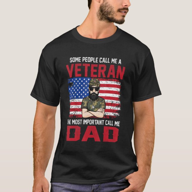 Mens der wichtigste nennen mich Vater Veteran Vate T-Shirt (Vorderseite)