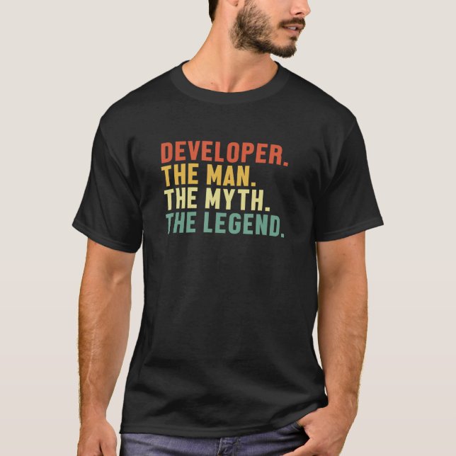 Mens Developer Man Myth Legend Coder Engineer Soft T-Shirt (Vorderseite)