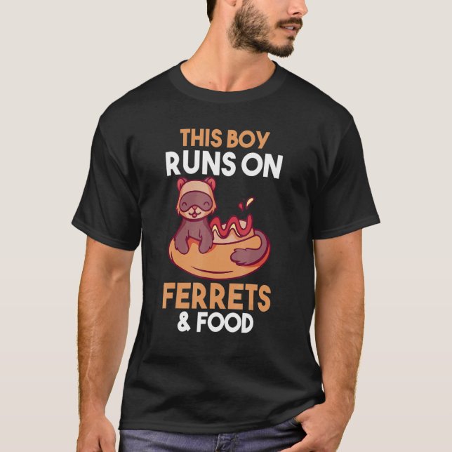 Mens, dieser Junge rennt auf Essen und Frettchen T-Shirt (Vorderseite)