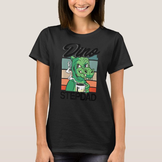 Mens Dino Stepdad Vater's Day Daddy Retro Stepdad T-Shirt (Vorderseite)