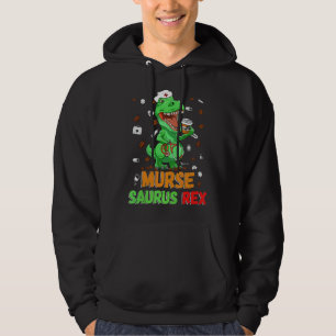 Mens Dinosaur Scrub Nurse Life Coffee Rn Murse Nu Hoodie