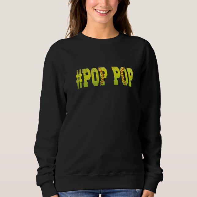Mens Distressed Softball Pop Pop Softball Fathers Sweatshirt (Vorderseite)