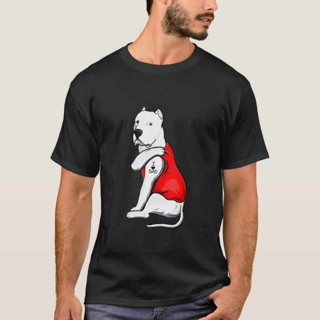 Mens Dogo Argentino Hund Tattoo I Liebe Vaterschaf T-Shirt (Vorderseite)