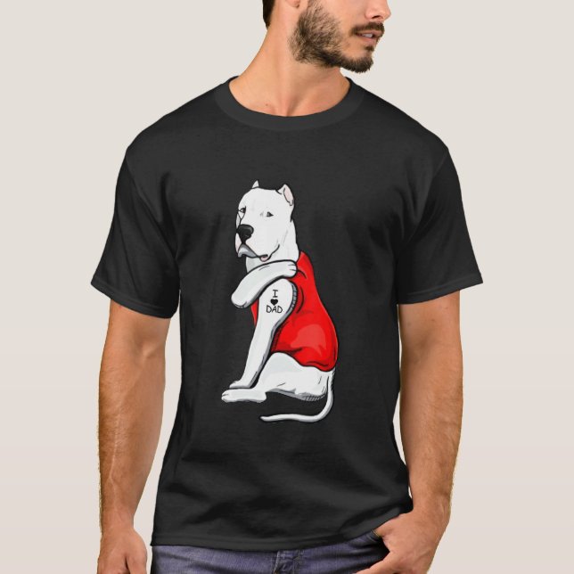 Mens Dogo Argentino Hund Tattoo I Liebe Vaterschaf T-Shirt (Vorderseite)