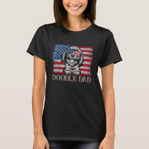 Mens Doodle Vater Goldendoodle Dog American Fla T-Shirt