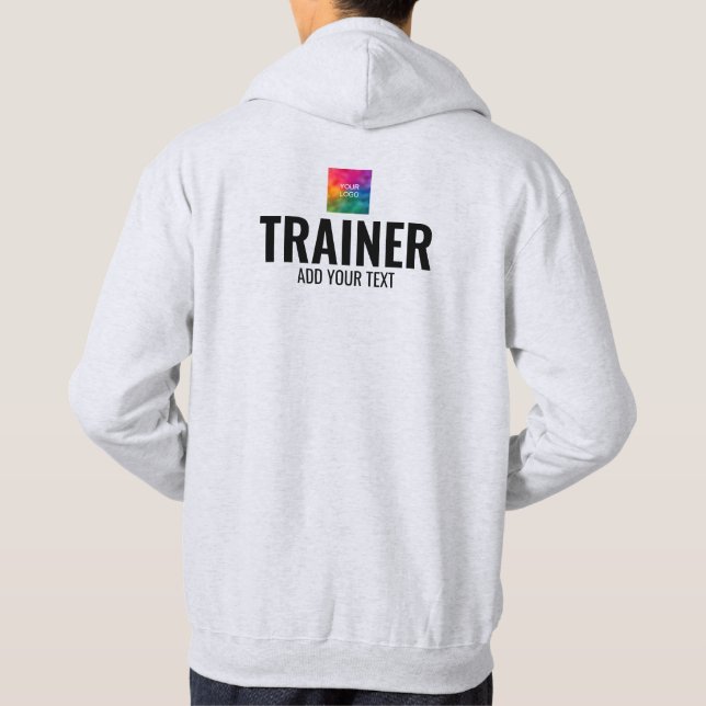 Mens Doppelseitige Trainervorlage Grau Hoodie (Rückseite)
