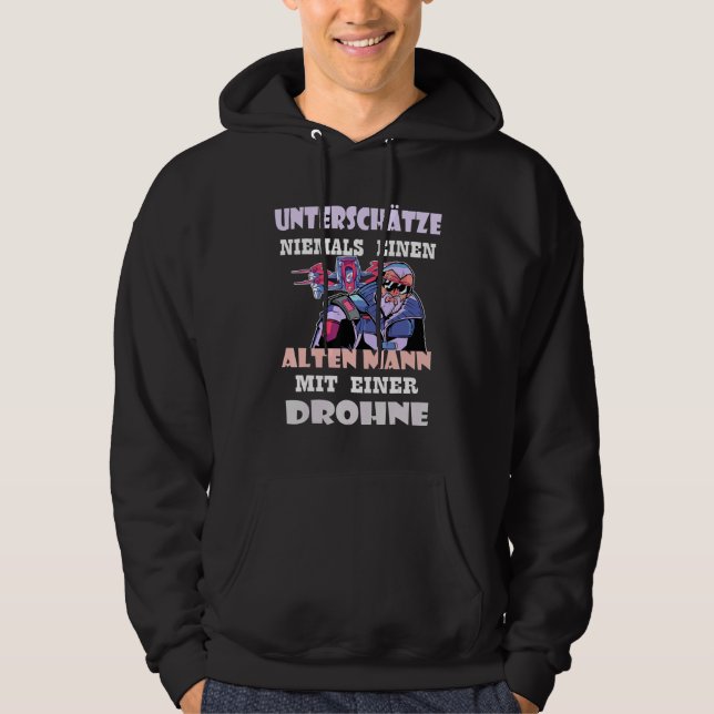 Mens Drone Drone Pilot Opa Alter Mann Hoodie (Vorderseite)